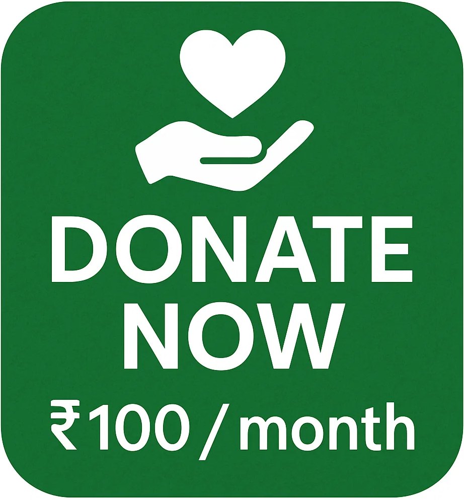donate rupees 100 per month